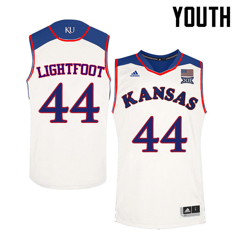 Youth Kansas Jayhawks #44 Mitch Lightfoot College Basketball Jerseys-White - Click Image to Close